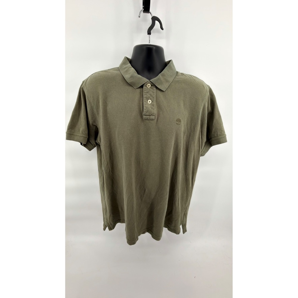 Timberland Men's Polo Shirt‎ Large Olive Green 100% Cotton Embroidered Logo